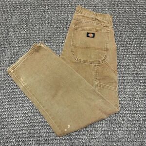 Dickies Mens Carpenter Work Pants 32x30 Brown Canvas Utility Distressed